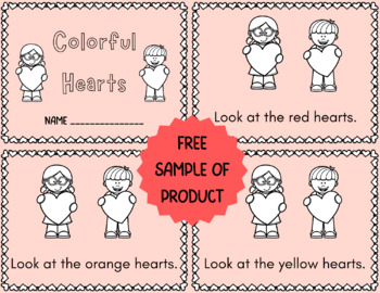 Preview of February Emergent Reader - Hearts & Color Words - Valentine's Day FREE SAMPLE!