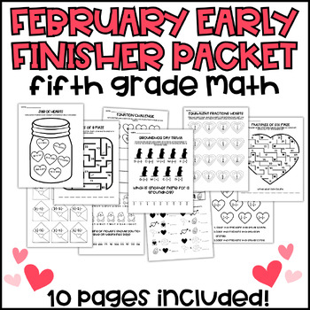 Preview of February Fifth Grade Math Early Finisher Packet- Morning Work, Homework, 5th