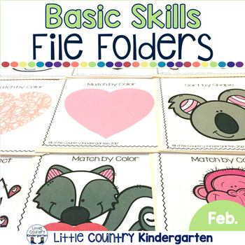Preview of February File Folder Games Basic Skills - Special Education