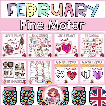 Preview of February Fine Motor. Valentine's Day Activities.