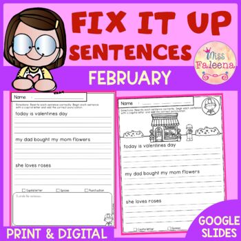 February Fix it Up Sentences | Print & Digital | Google Slides by Miss ...