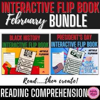 Preview of February Flip Book Bundle | Black History | President's Day |Close Reading Craft