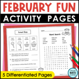February Fun Pages Early Finishers Printable Worksheets