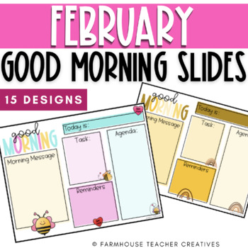 Preview of February Good Morning Slides | Valentines | Black History Month | Presidents Day