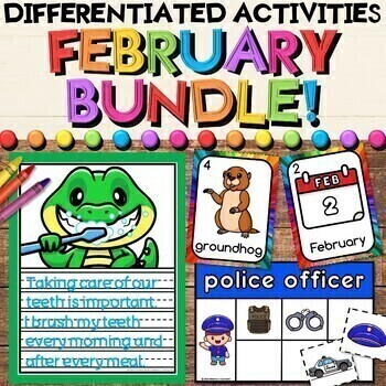 Preview of February Growing Bundle with Black History, Dental Health, Groundhog Activities