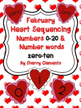Preview of Valentines Day Number Sequencing 0-20 | Hearts | Math Center