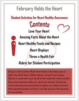 Preview of February Holds the Heart - Heart Healthy Projects for Students (with Rubric)