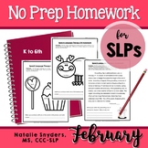 February Homework Packet for Speech Language Therapy