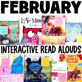 Preview of February Interactive Read Alouds Black History Month Activities Valentine's Day