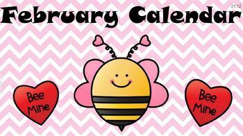 Preview of February Kindergarten Calendar for Cleartouch Panels (2024)