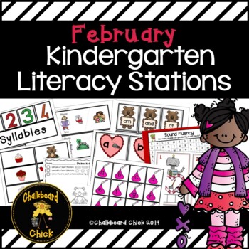 February Kindergarten Literacy Stations by Chalkboard Chick | TPT