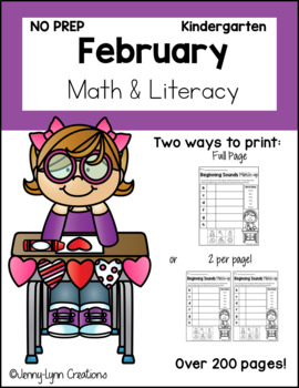 Preview of February Kindergarten Math and Literacy