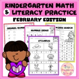 February Kindergarten Math and Literacy Practice