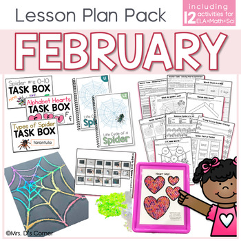 Preview of February Lesson Plan Pack | 12 Activities for Math, ELA, + Science