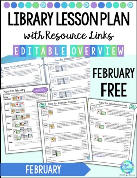 Preview of February Library Lesson Plans Overview and Editable Template 