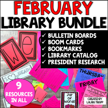 Preview of February Library Lessons Bundle for February Library Activities - Library Skills