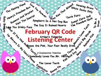 Preview of February Listening Center with QR codes (30 books)