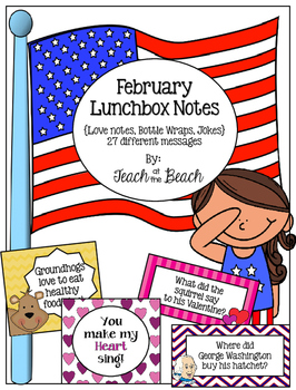 Preview of February Lunchbox Notes, Jokes, and Bottle Wraps for Boys & Girls