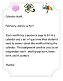 February, March, & April Calendar Math