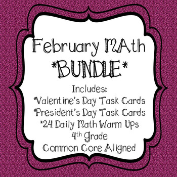 Preview of February Math Mid- Year Review Bundle Spiral Review Math Worksheets & Task Cards