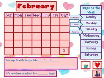Preview of February Math Calendar for Mimio Board