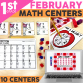 February Math Centers for 1st Grade | Valentine's Day | Di