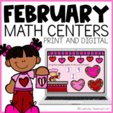 February Math Centers First Grade Print and Digital