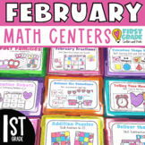 February Math Centers for First Grade - Valentine Math Gam