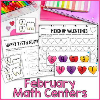 Preview of February Math Centers for Kindergarten