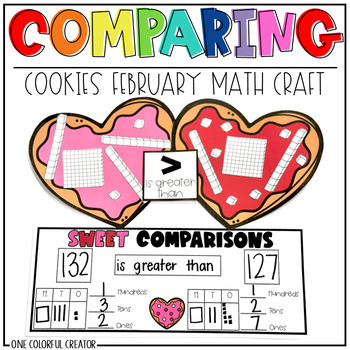 Preview of February Math Craft - Place Value Cookie Comparisons - Valentine's Day Craft