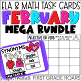 February Math & ELA Task Card Activities Centers, Scoot, &