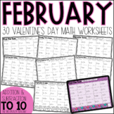 Valentine's Day Addition & Subtraction Within 10 Worksheet