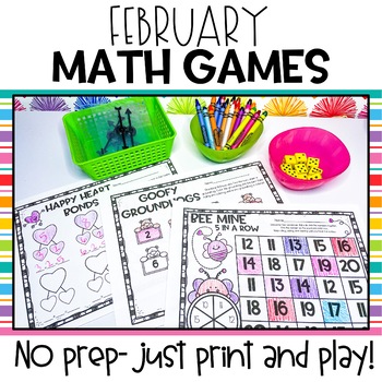 Preview of February Math Games | Math Center Games | Valentines Math