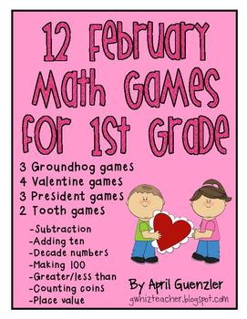 Preview of February Math Games for 1st Grade