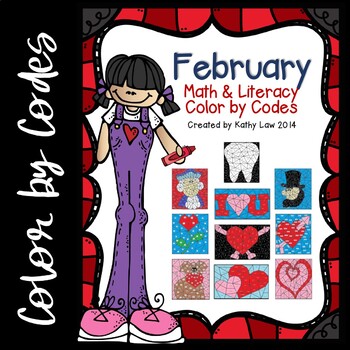 Preview of February Math & Literacy Color by Codes