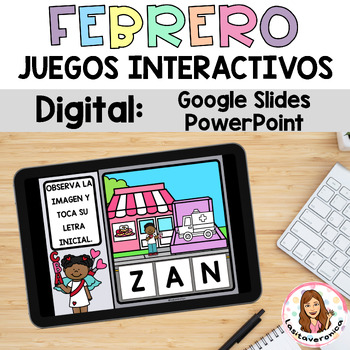 Preview of February Math & Literacy Digital Games. Juegos interactivos Spanish. Amistad