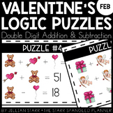 February Math Logic Puzzles- Double Digit Addition and Sub