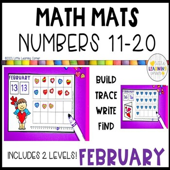 Preview of February Math Mats Numbers 11-20 | Teen Numbers Mats