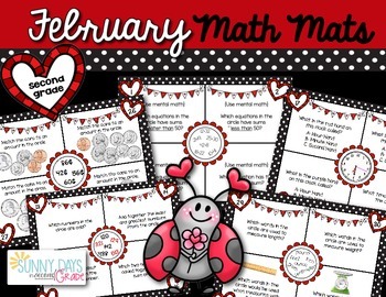 Preview of February Math Mats {second grade}