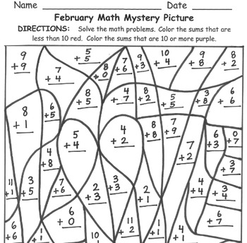 Preview of February Math Mystery Picture