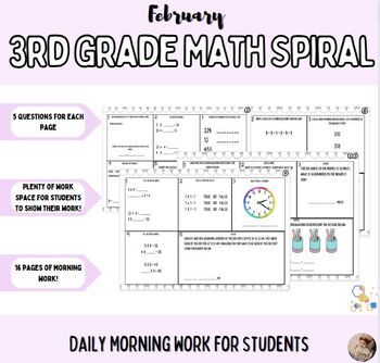 Preview of February Math Spiral- Daily Morning Work