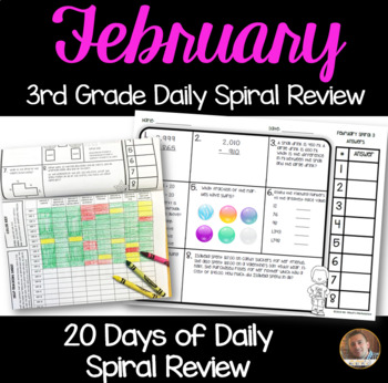 Preview of February Math Spiral Review: Daily Math for 3rd Grade (Print and Go)