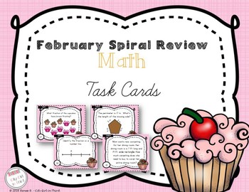 Preview of February Math Spiral Review Task Cards