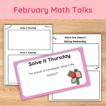 Preview of February Math Talks Google Slides with Student Notebook