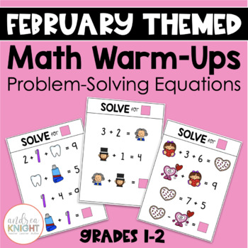 Preview of February Math Warm-Ups: Problem-Solving Equations for Grades 1-2