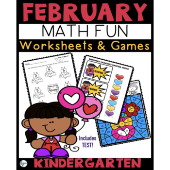 Preview of February Math Worksheets Games and Test Kindergarten