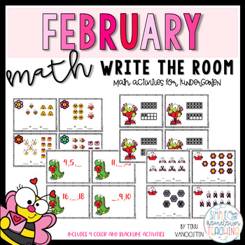 Preview of February Math Write the Room | Kindergarten