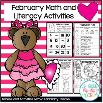 Preview of February Math and Literacy Activities Just Print and Go