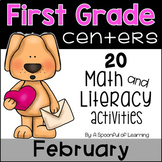 February Math and Literacy Centers - First Grade