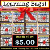 February Math and Reading Learning Bags for Special Educat